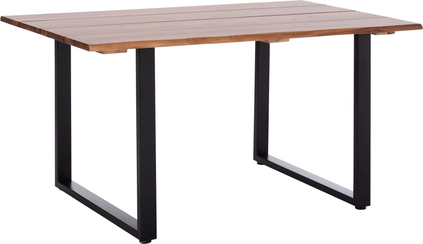 Tavolinë ngrënieje për jashtë, dru akacie natyrale, këmbë metalike, FRIGGO FH6296.02, 140x80x76cm