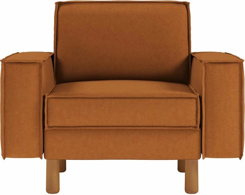 Karrige një vendëshe Atelier del Sofa, ngjyrë karamel, këmbë dru arre, Sparrow 1