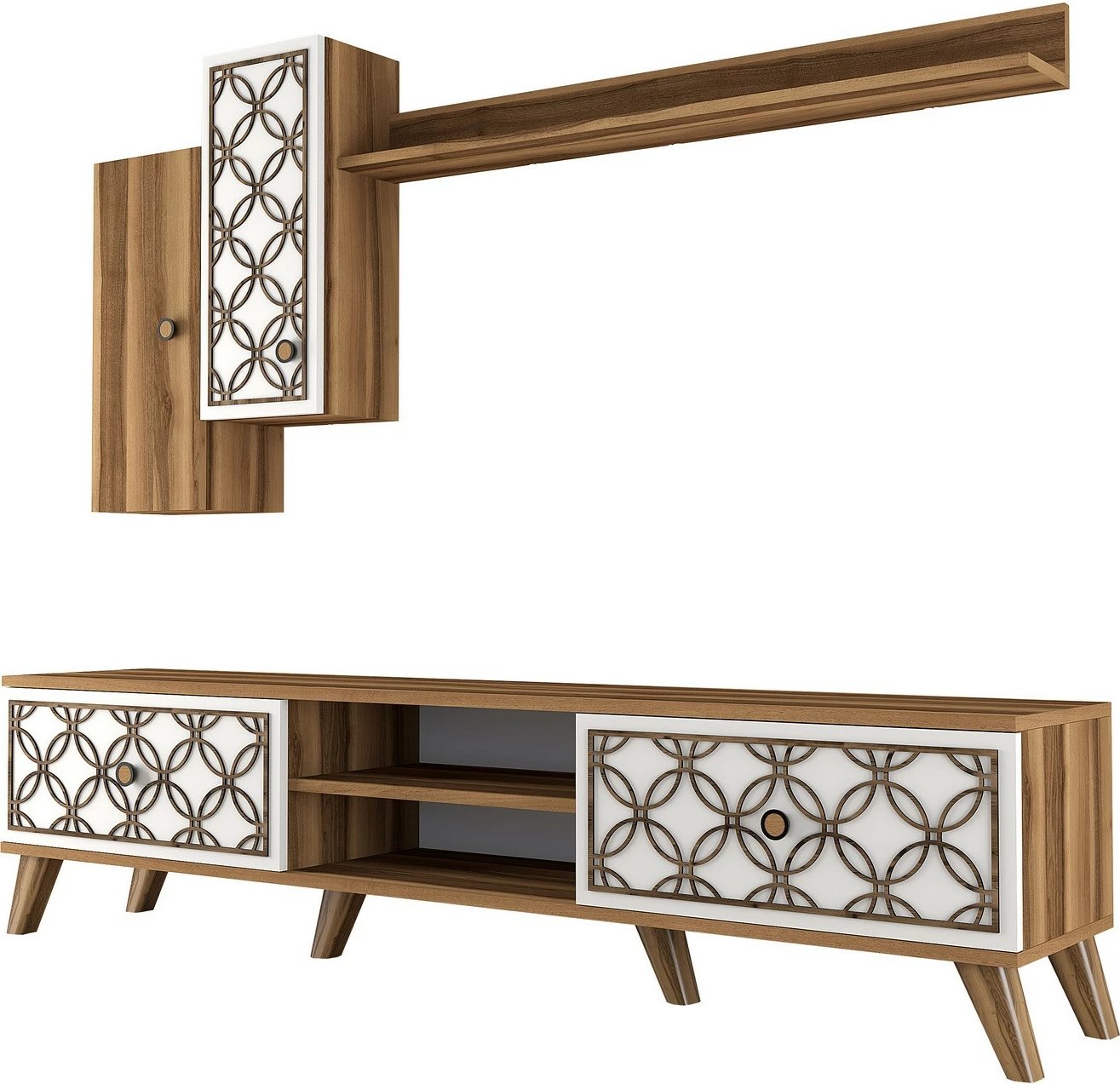 Komodë TV Hanah Home, Class S, ngjyrë arre dhe e bardhë