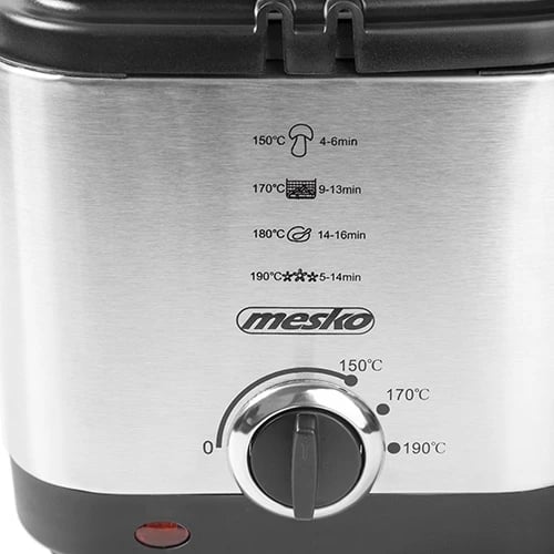 Fritezë e thellë, Adler Mesko MS 4910, 1.5 L 900 W, termostat i rregullueshëm, çelik inox, argjendtë/zi
