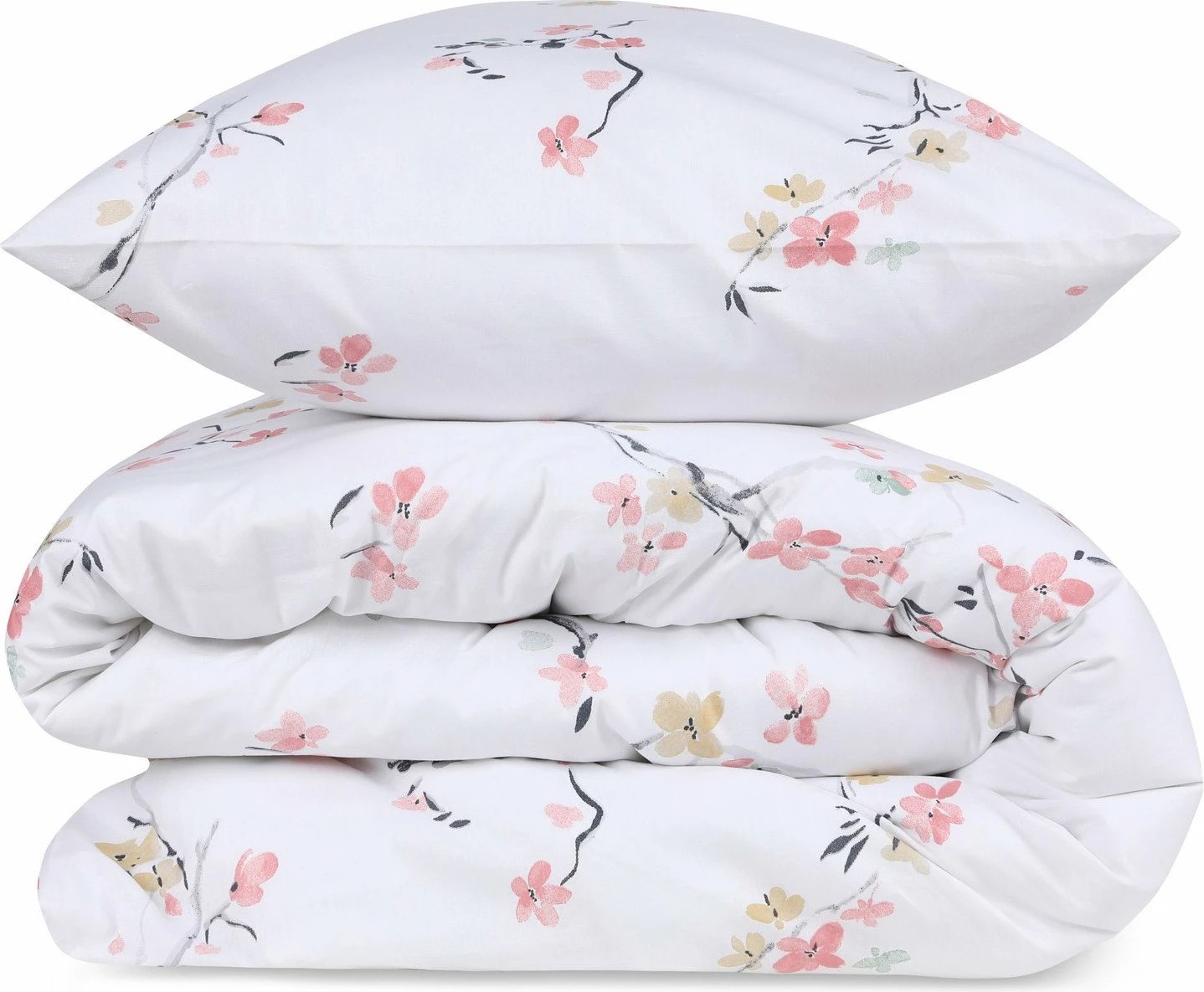 Set mbulesë për jorgan king, ngjyrë e bardhë dhe salmon, L'Essentiel Linge de Maison, Jasmine