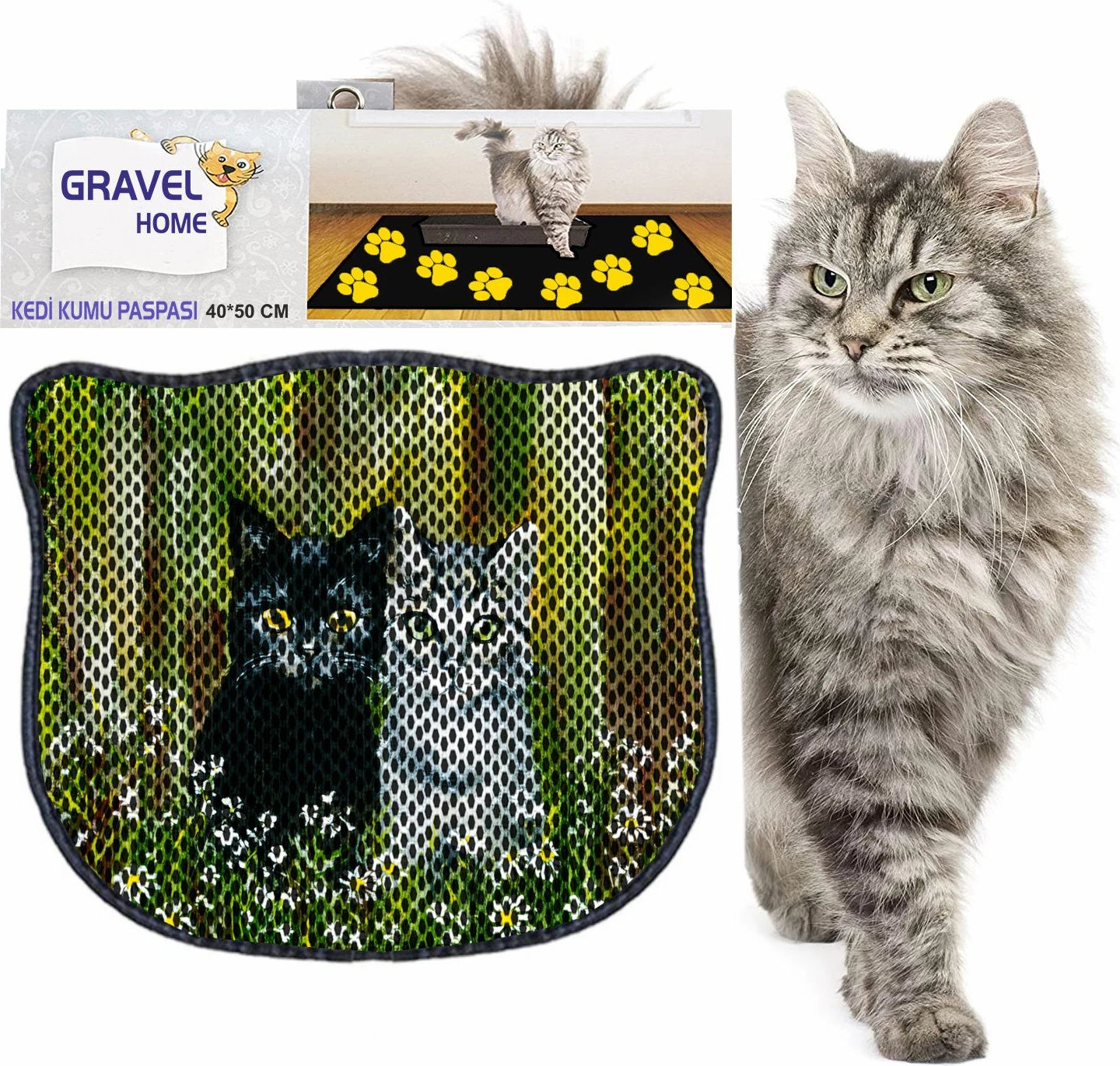 Tapet për rërë mace, shumëngjyrësh, Paws & Whiskers, Kdkafa0124, 40x50cm