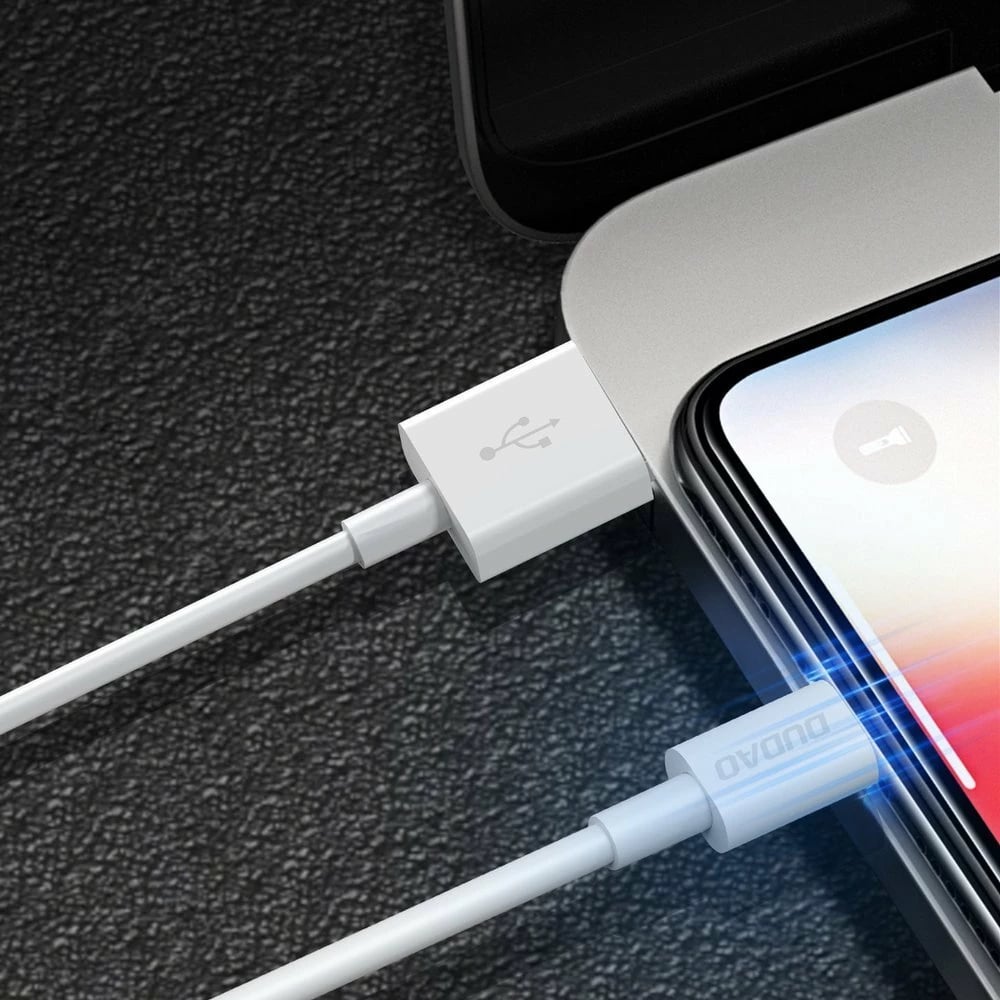 Kabllo Dudao L1L, USB në Lightning, 1m, 3A, Bardhë