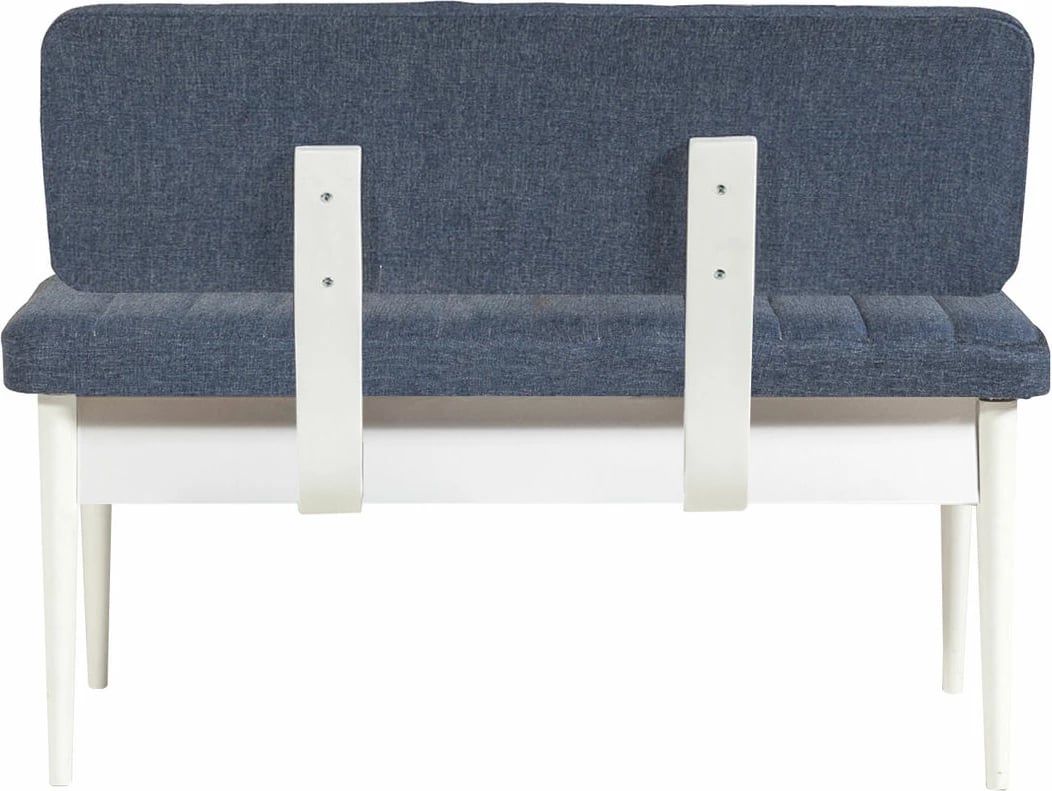 Bank Hanah Home, ngjyrë bardhë dhe kaltër e errët, me hapësirë për ruajtje