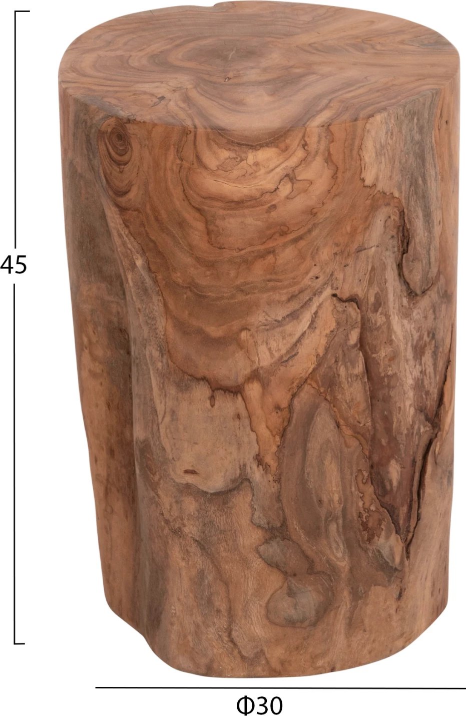 Tavolinë ndihmëse/ulëse TRONCO, dru tik, ngjyrë natyrale, FH9374.21, 30x45cm