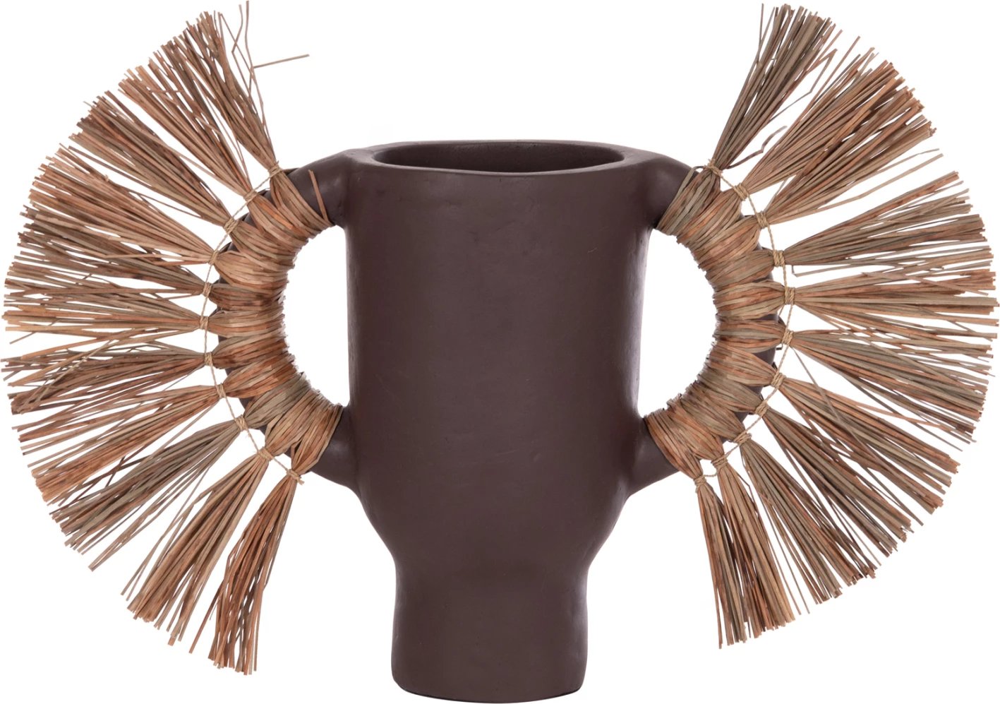 Vazo dekorative tavoline ALICA, terrakotë, ngjyrë çokollate, me bar të thatë, 55x19x34cm