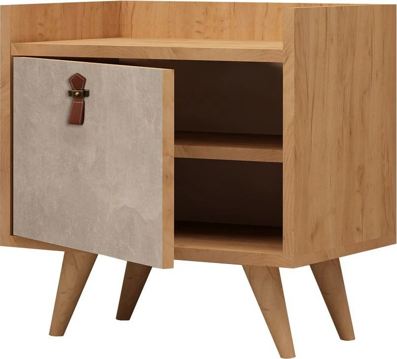 Komodinë natës Hanah Home, Paju, ngjyrë lis dhe e bardhë