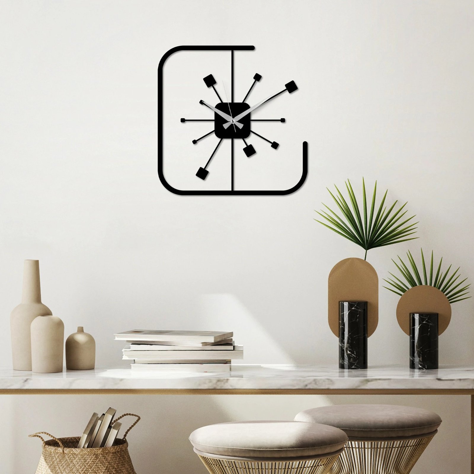 Orë muri dekorative metalike Wallity, katrore, e zezë