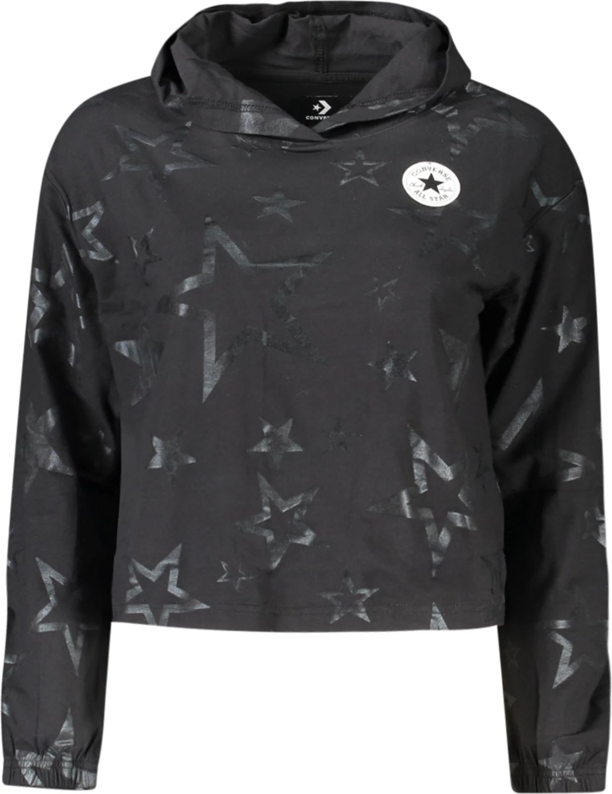 Maicë me kapuç Converse me mëngë të gjata për vajza, e zezë