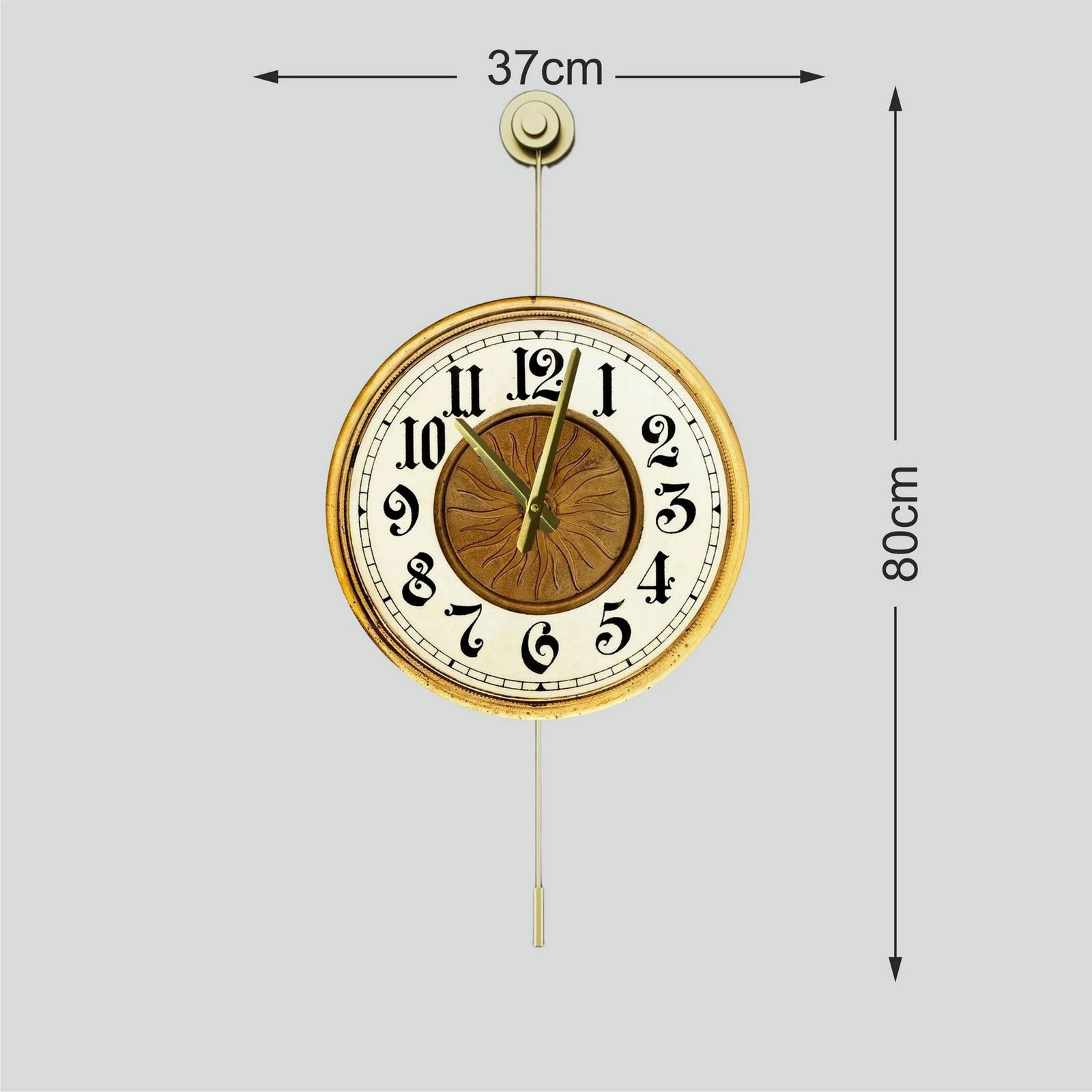 Orë muri dekorative metalike Wallity, Mclock-00126, ngjyrë ari, 37x80x7cm