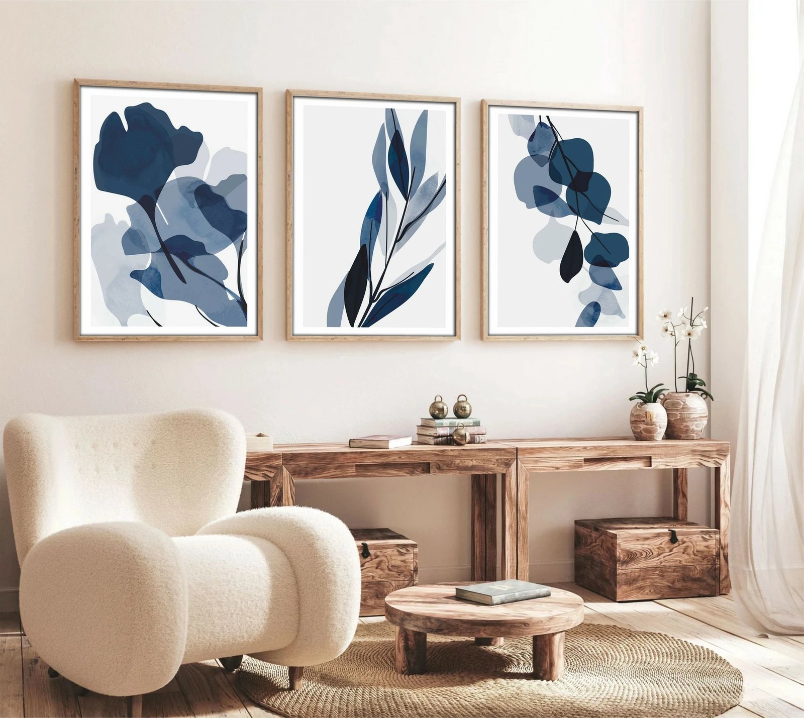 Pikturë dekorative me kornizë, MDF, set prej 3 copash, Wallity Huhu207, 50x70cm