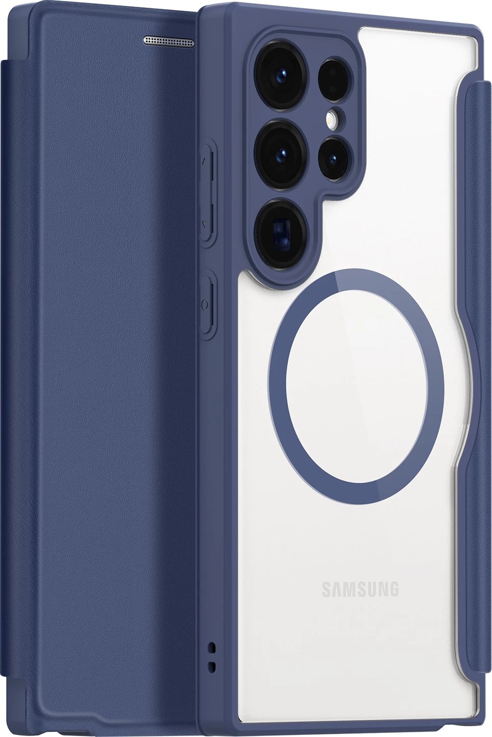 Mbështjellës Dux Ducis Skin X Pro për Samsung Galaxy S24 Ultra me unazë magnetike dhe kapak, Blu