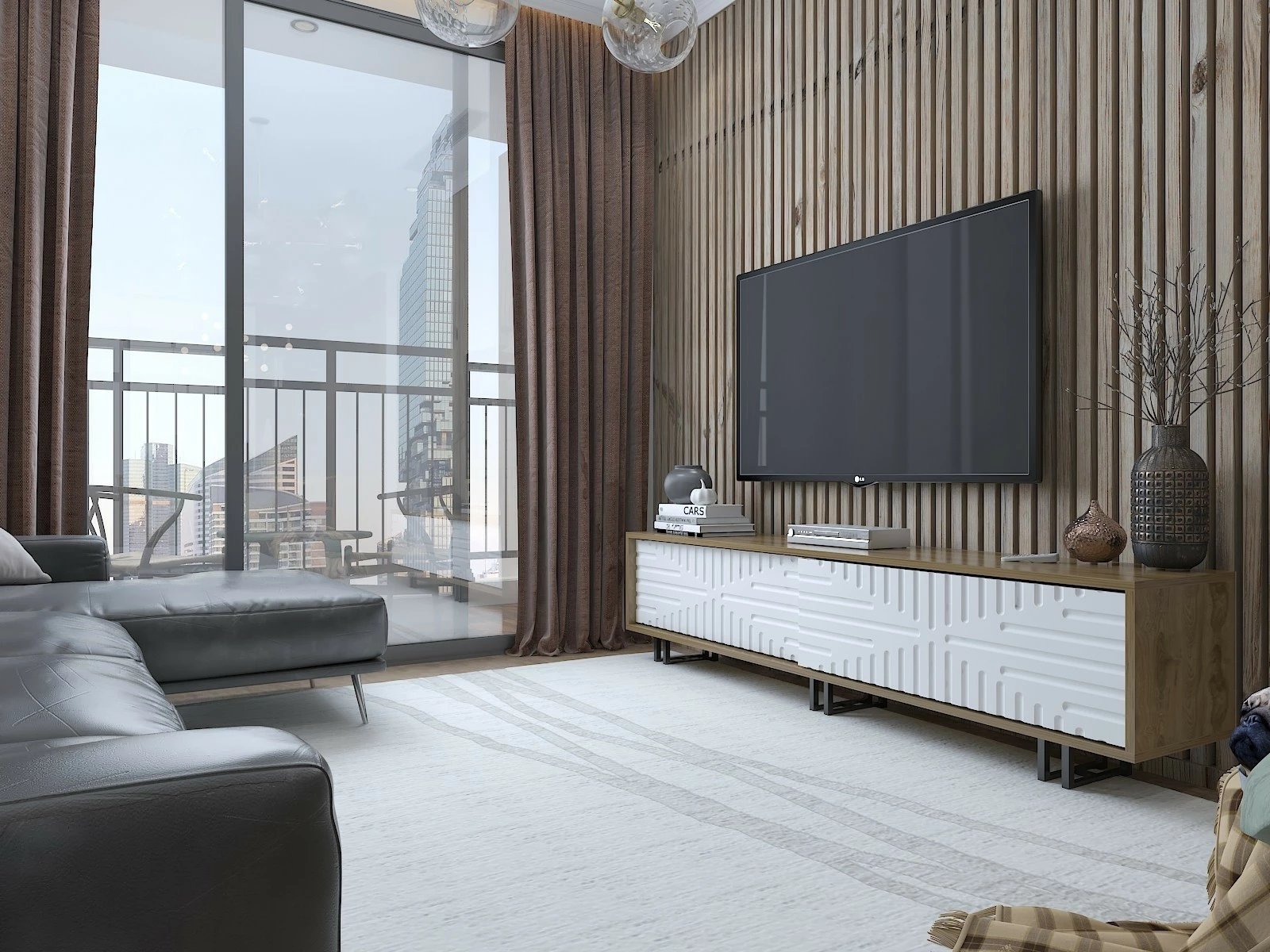 Komodë TV Hanah Home, Askal - Ud, e bardhë, lisi