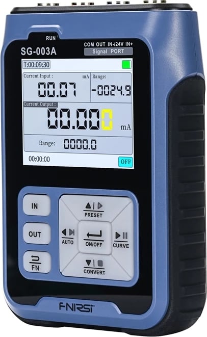 Gjenerator sinjali mini, FNIRSI SG-003A, saktësi ≤0.2%, ekran LCD 2.4", bateri 3000 mAh, USB‑C, set me 4 kapëse krokodil dhe kabllo, blu/zi