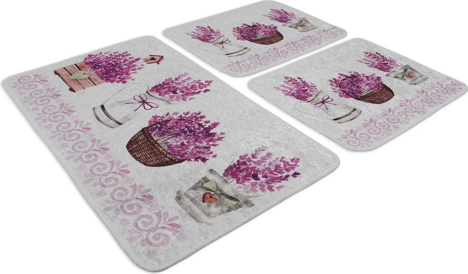 Set tapetash për banjo (3 copë), Mijölnir, Giardino Di Lavanda, shumëngjyrësh