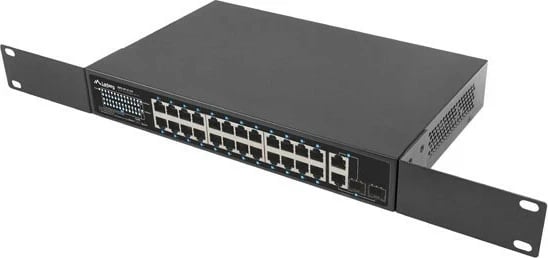 Switch LANBERG Lanberg switch, 24x 100Mb PoE+, 2x Combo, Rack 19" 360W