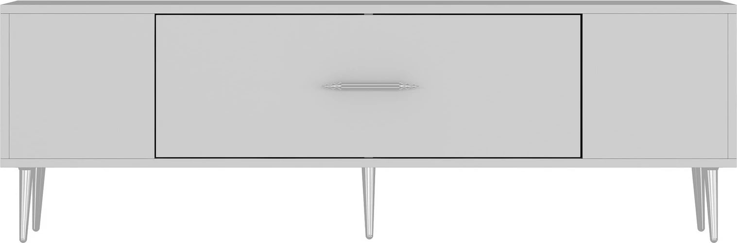 Komodë TV Skye Decor, e bardhë, argjend