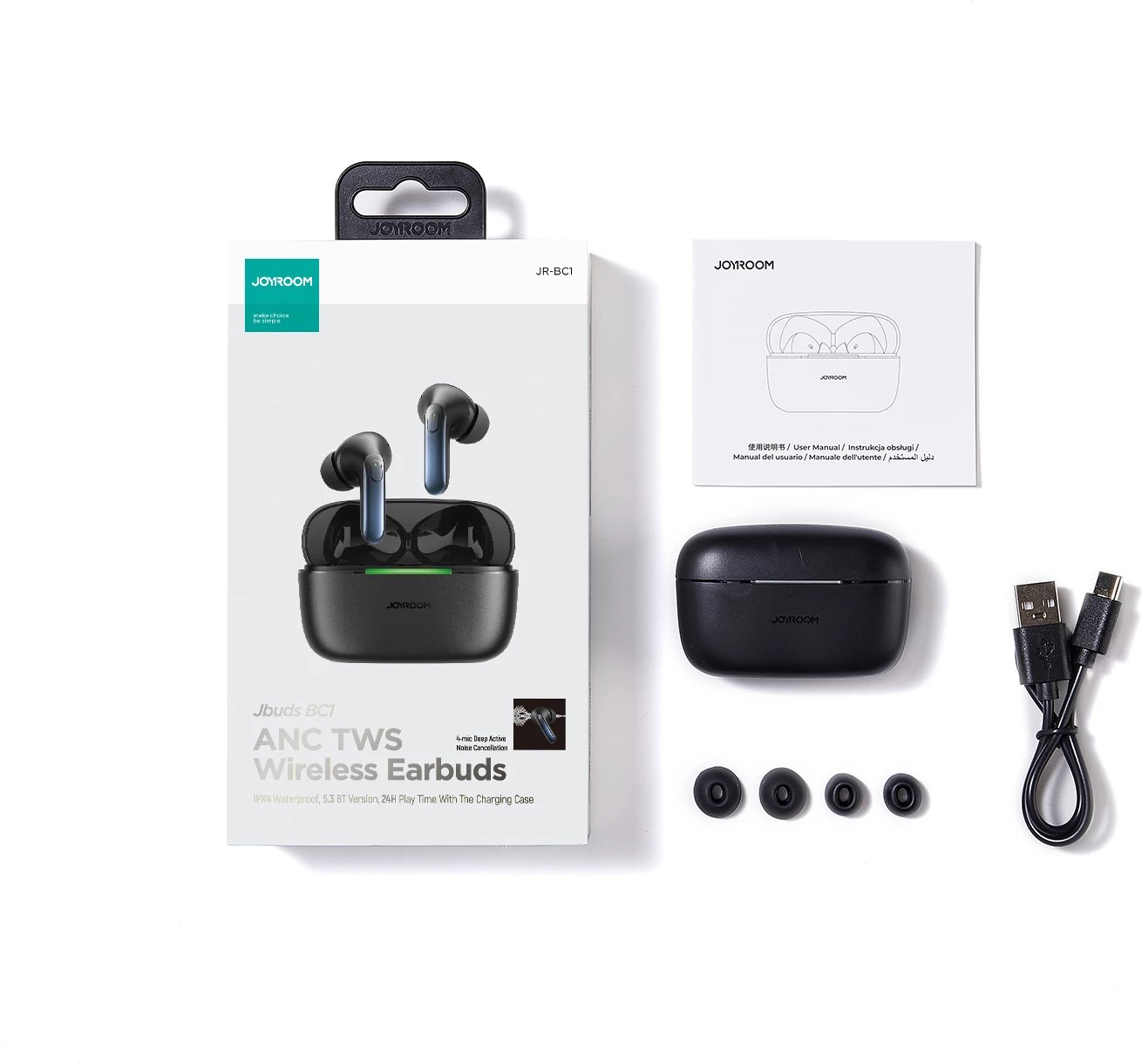 Kufje Joyroom Jbuds JR-BC1 wireless me ANC, të zeza