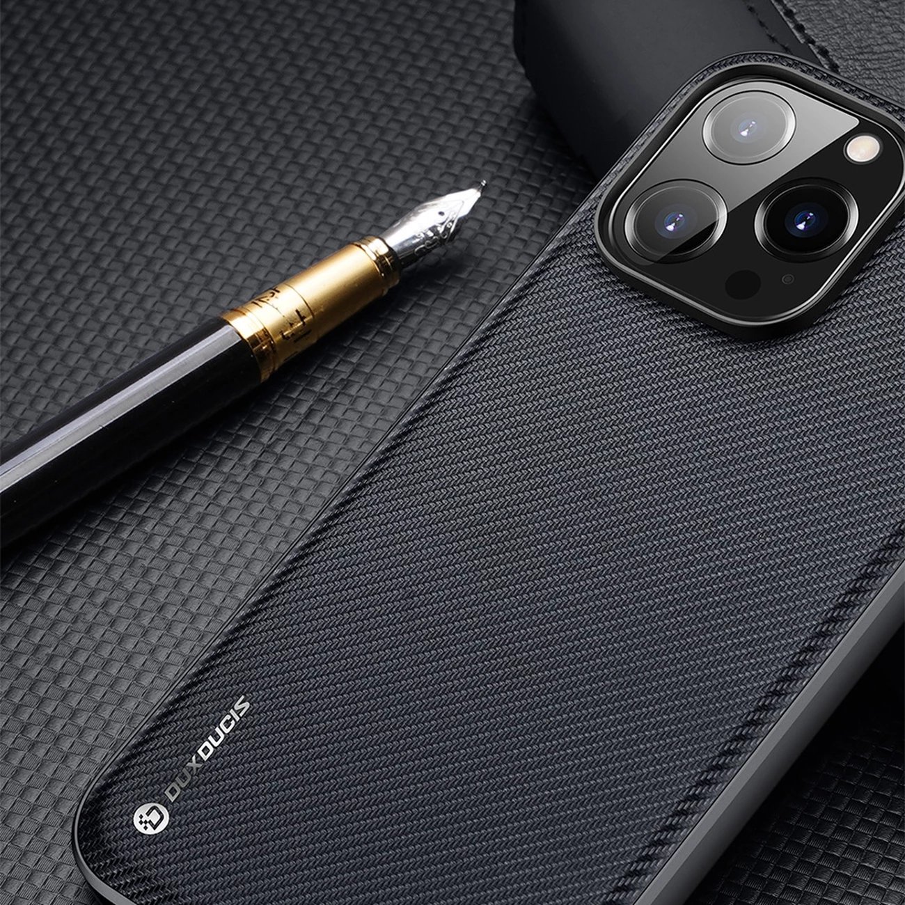 Mbështjellës Dux Ducis Fino për iPhone 14 Pro, najlon, kaltër