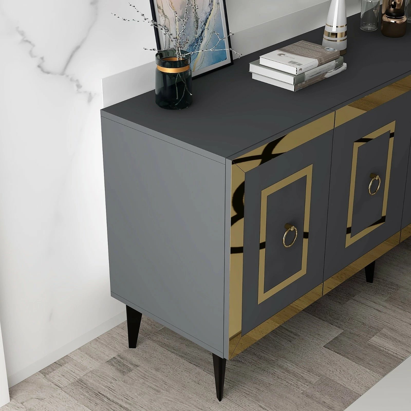 Konsolë Hanah Home, Karya, anthracite, gold