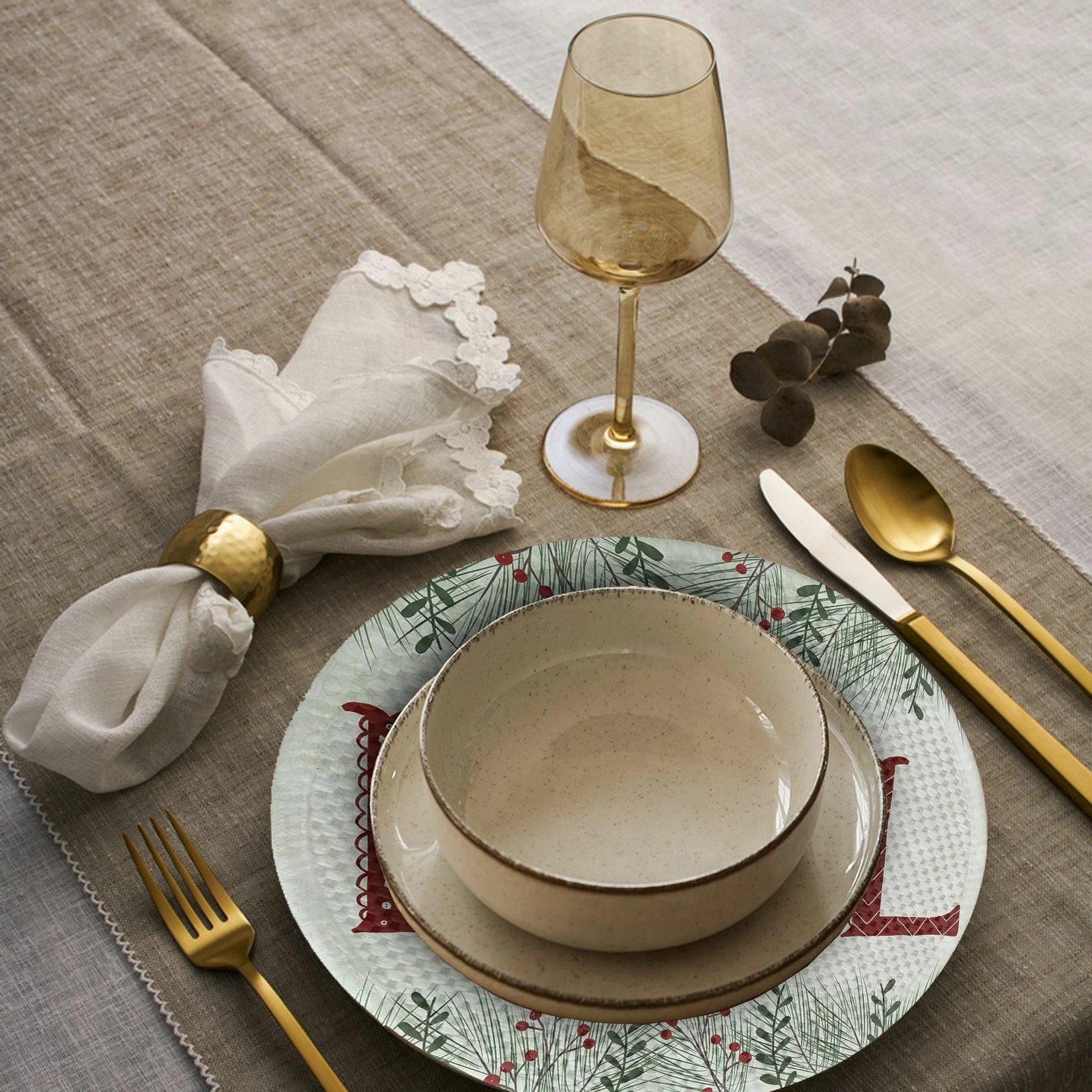 Set nënshtrues tavoline Hermia Concept, model NOEL, shumëngjyrësh, 37cm, 4 copë