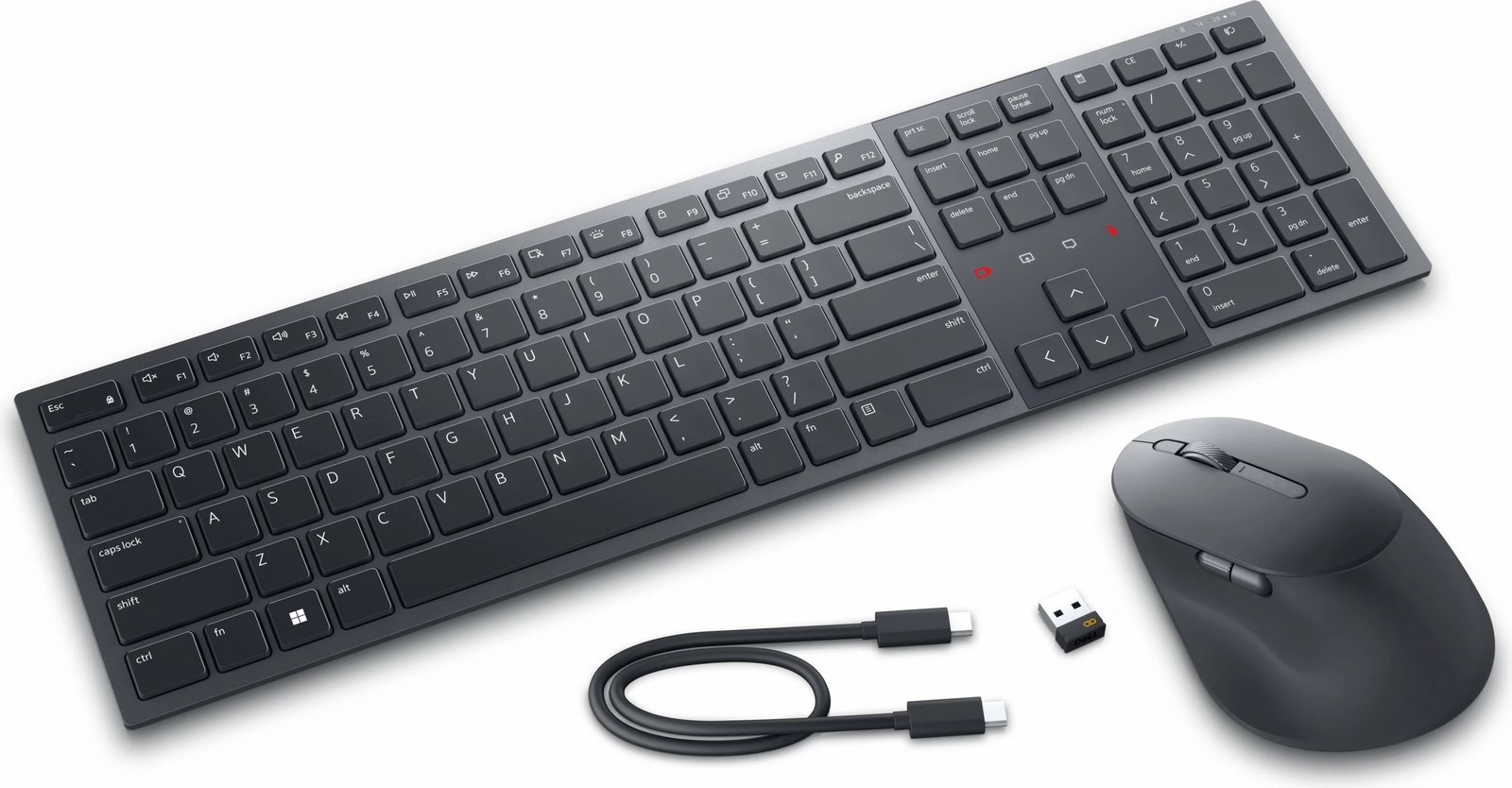 Tastierë dhe Maus DELL KM900, Wireless, RF Wireless + Bluetooth, QWERTZ, Grafit