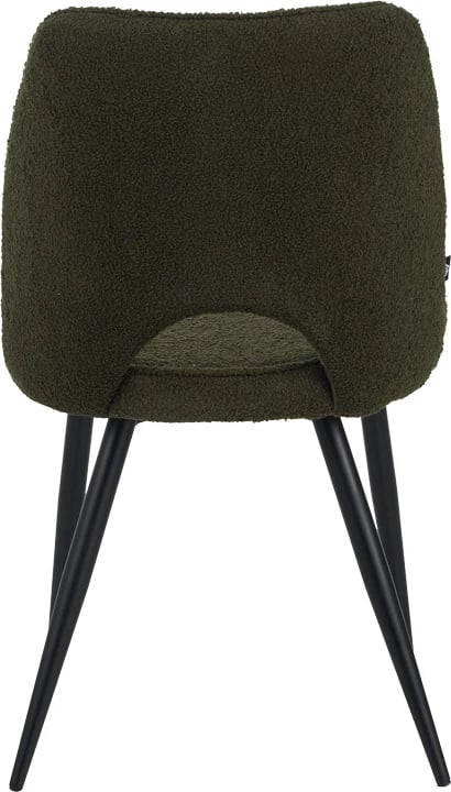 Karrige Renish bouclé, ngjyrë e gjelbër e errët, me këmbë metalike të zeza, 61x47x91.5cm