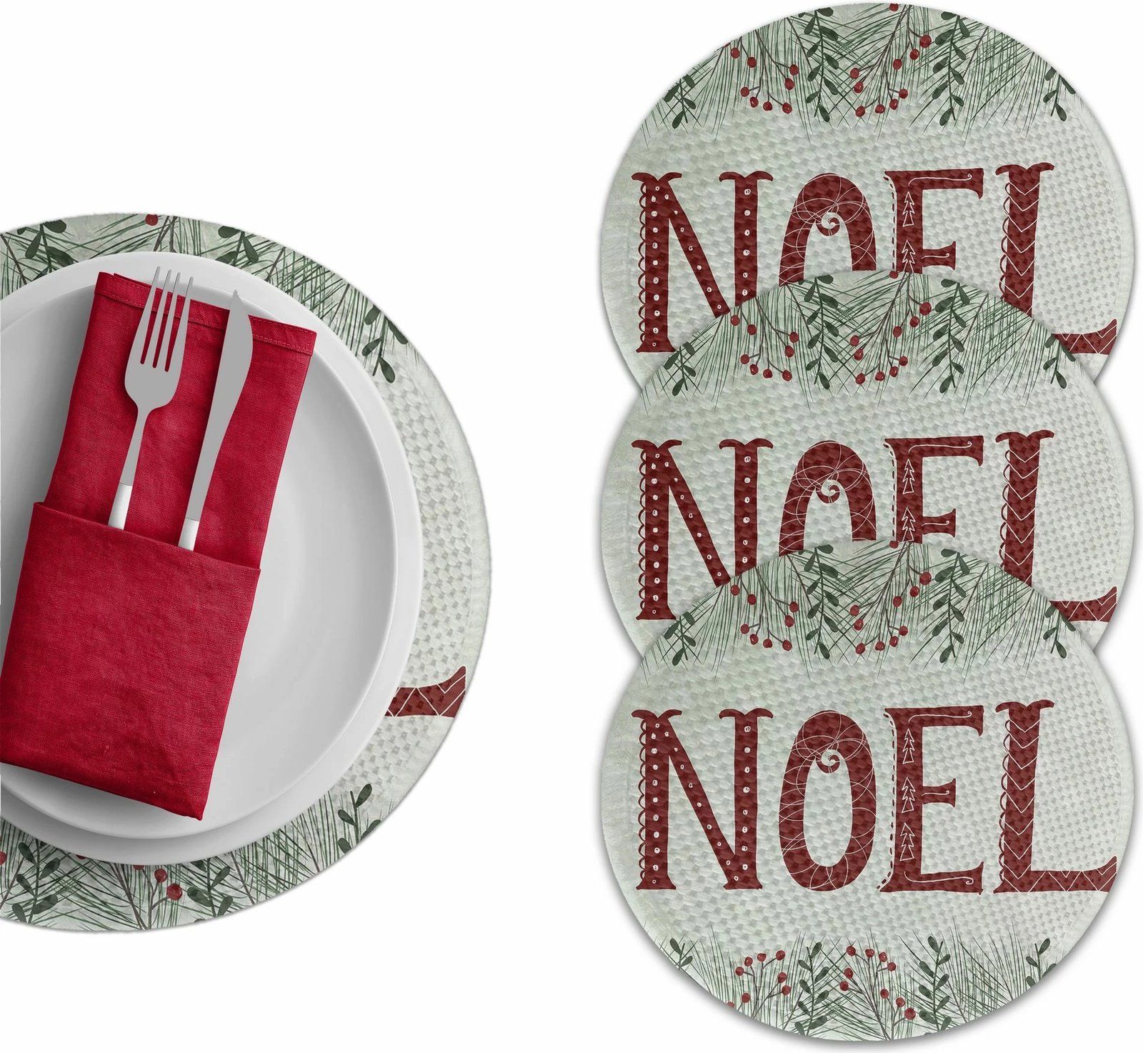 Set nënshtrues tavoline Hermia Concept, model NOEL, shumëngjyrësh, 37cm, 4 copë