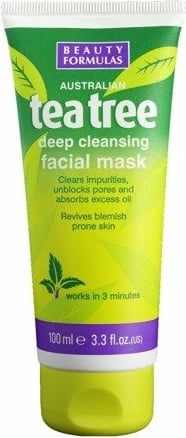 Maskë për fytyrë Beauty Formulas Tea Tree Deep Cleansing Clay për femra 100ml
