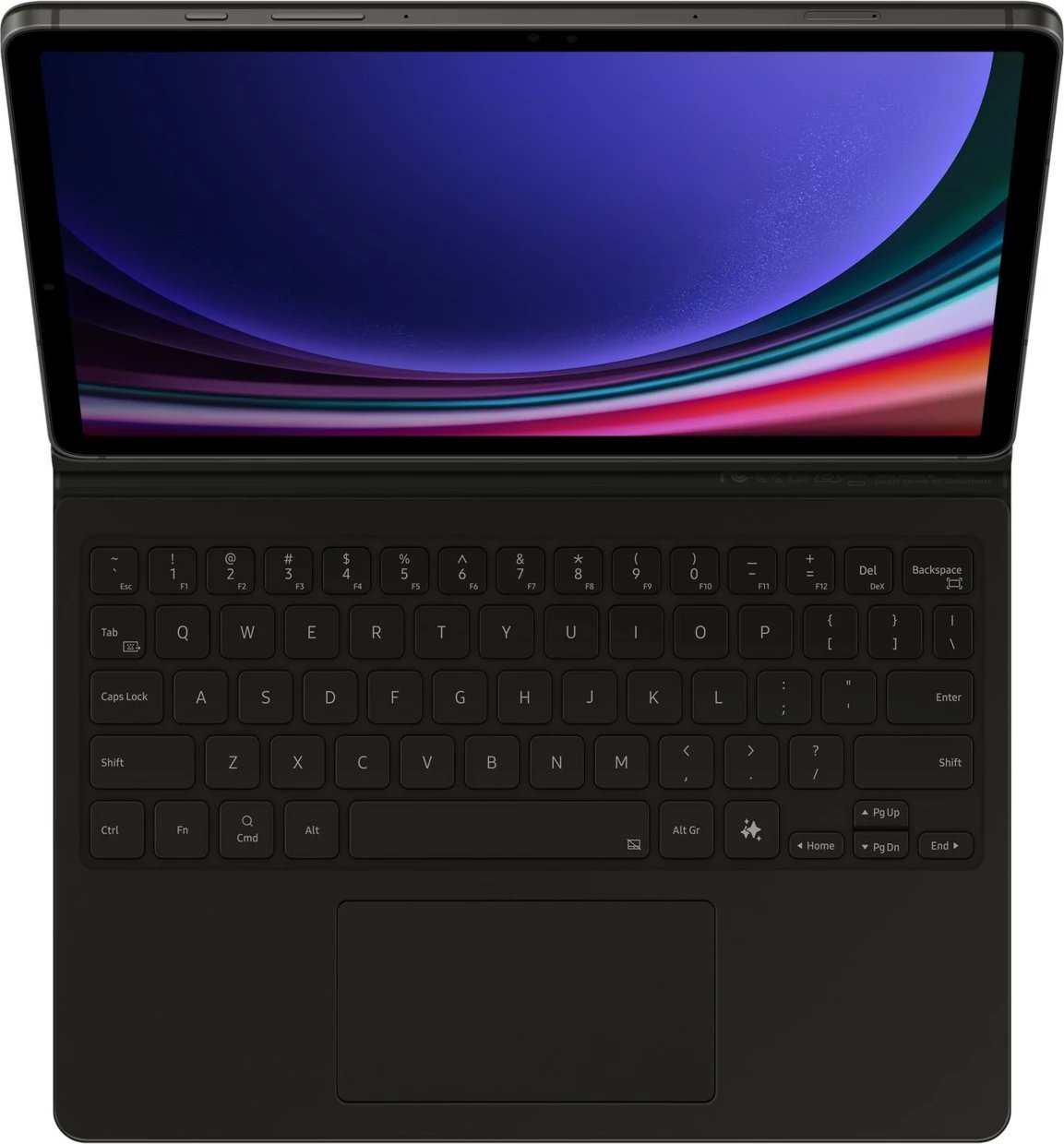 Mbështjellës tastierë Samsung EF-DX725, QWERTZ, Galaxy Tab S9, Galaxy Tab S9 FE, e zezë