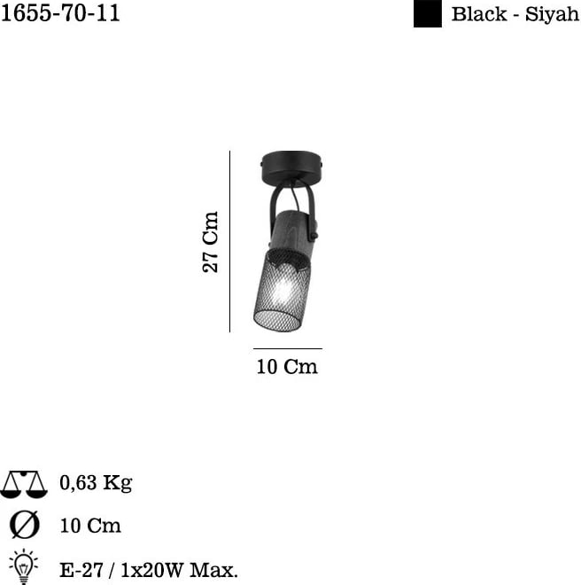 Llambë tavani Opviq, Lema - 70-11, e zezë Llambë tavani Opviq, Lema - 70-11, e zezë
