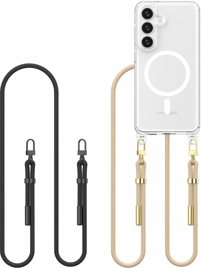 Mbështjellës Tech-Protect FlexAir Chain MagSafe për Samsung Galaxy S25, zi-bezhë, me dy litarë