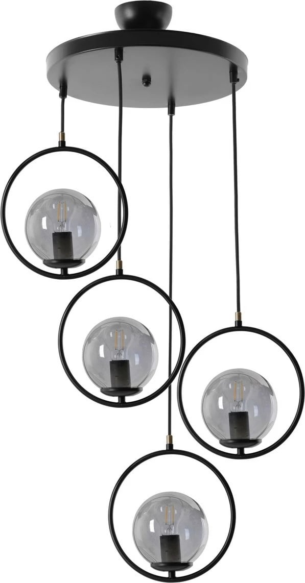 Llambë tavani Opviq, model Ring 4, xhama të tymosur, e zezë