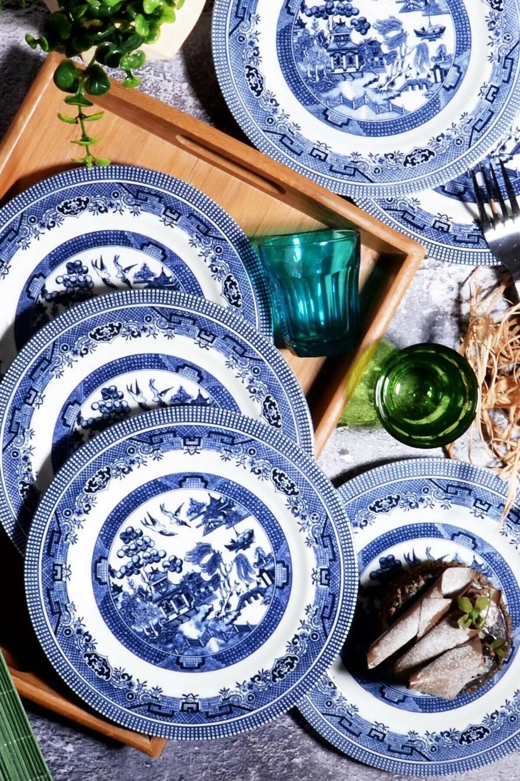 Set pjatash për ëmbëlsira, 6 copë, Hermia, BEV0705, ngjyrë kaltër