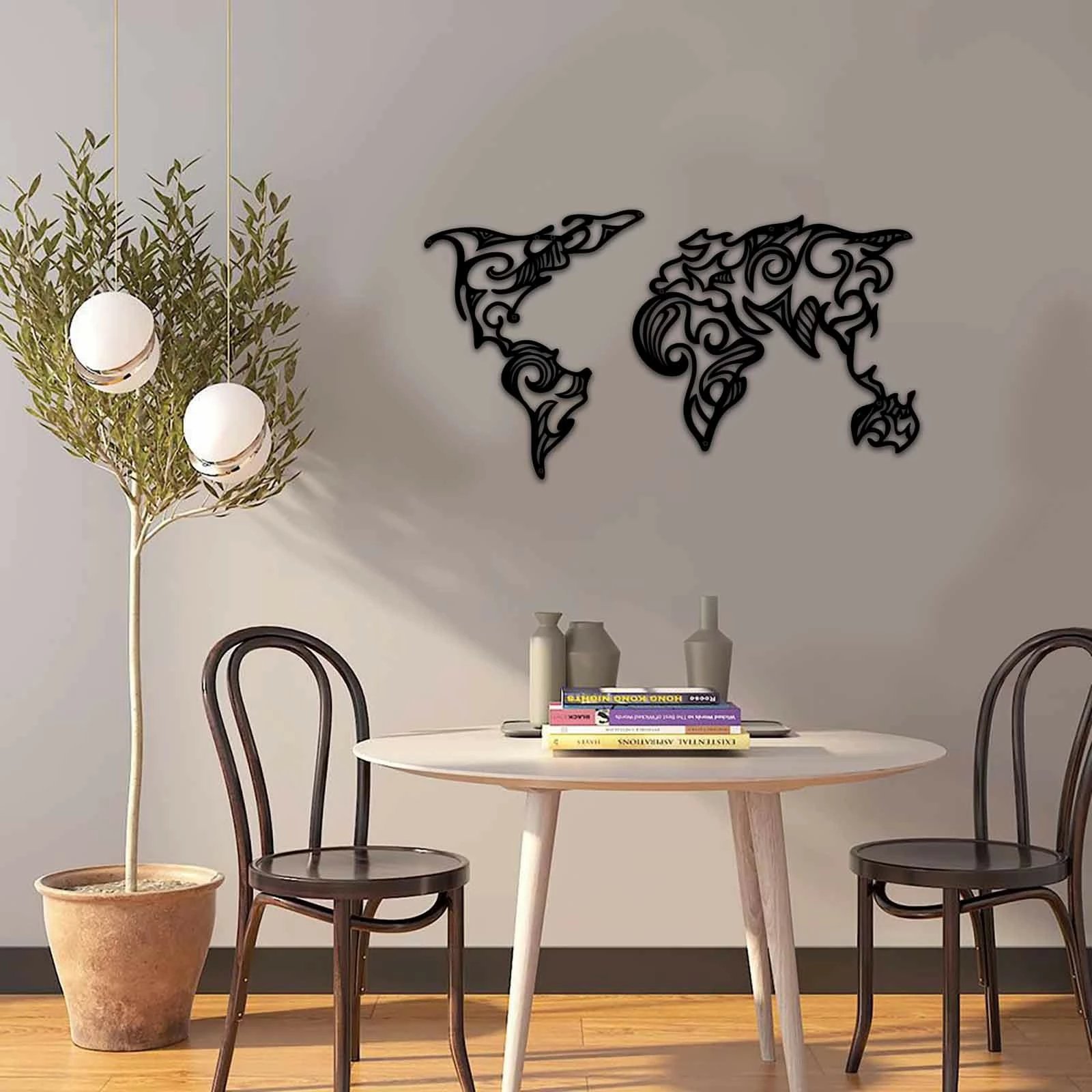 Aksesor dekorativ metalik për mur, Wallity, MT - 015, ngjyrë e zezë, 86x47cm