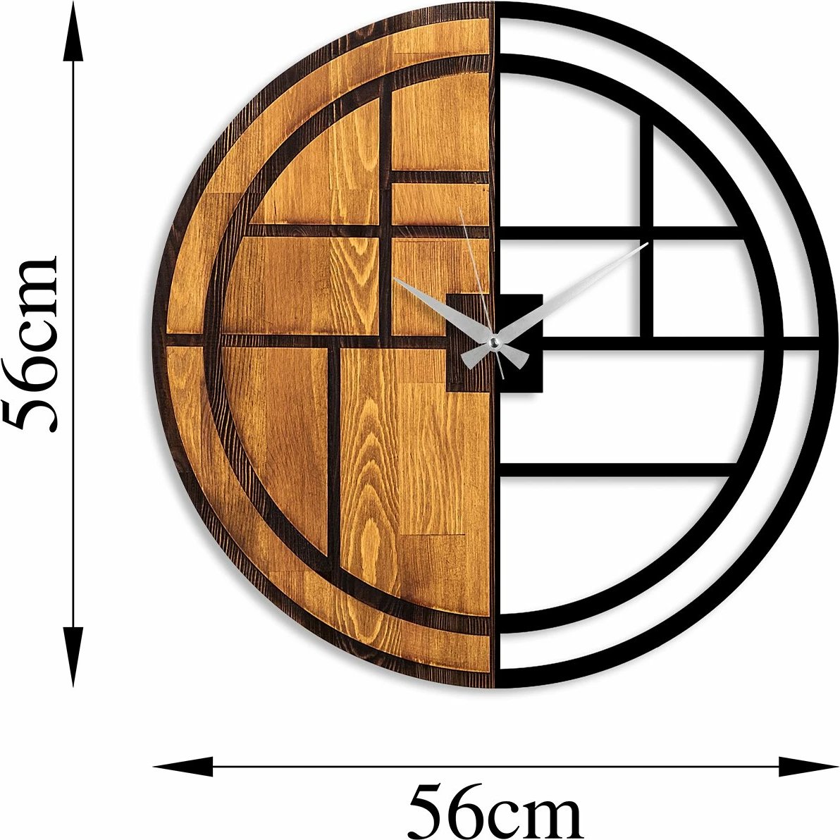 Orë muri dekorative prej druri, Wallity, ngjyrë arre dhe e zezë
