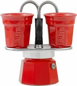 Moka pot Bialetti Mini Express, 2 gota, alumini, e kuqe