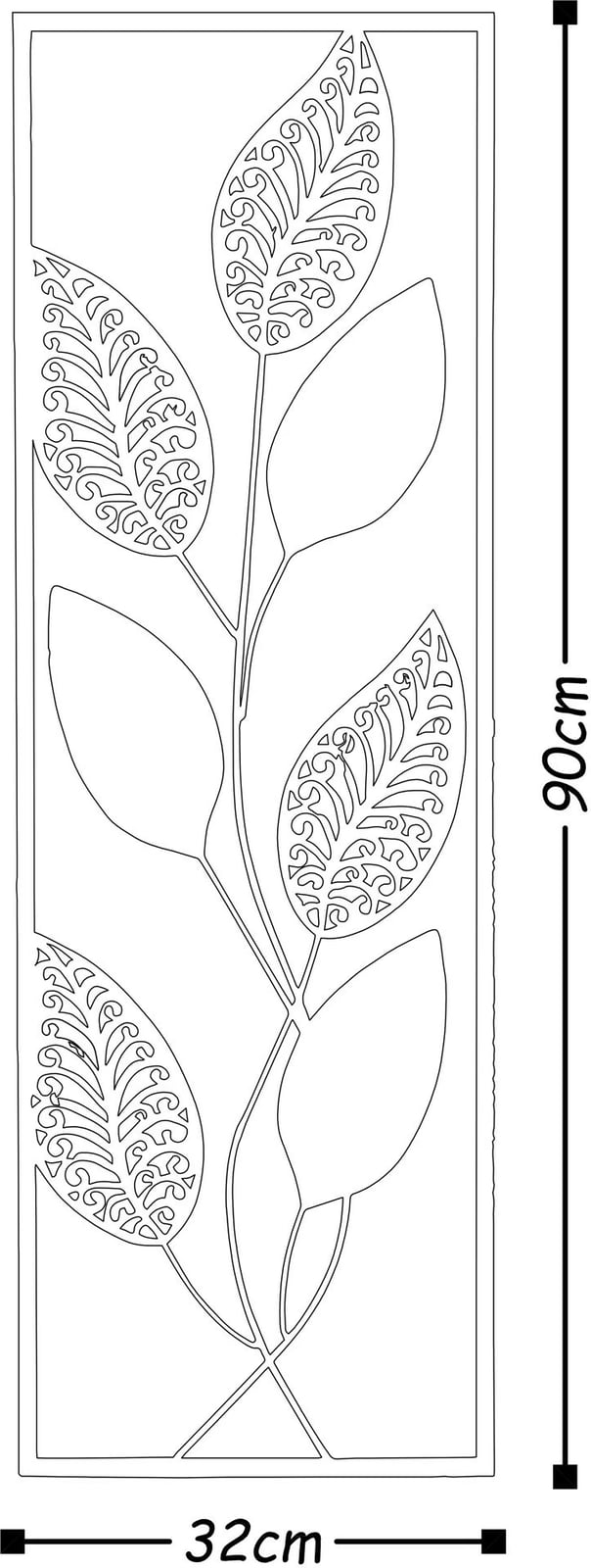Aksesor dekorativ muri prej metali, Wallity, gjethe metalike, shumëngjyrëshe