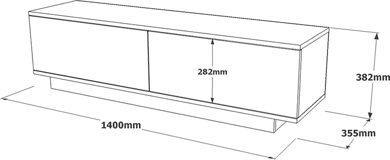 Dollap TV Zoeva, ngjyrë cemento gri, 140x35,5x38cm
