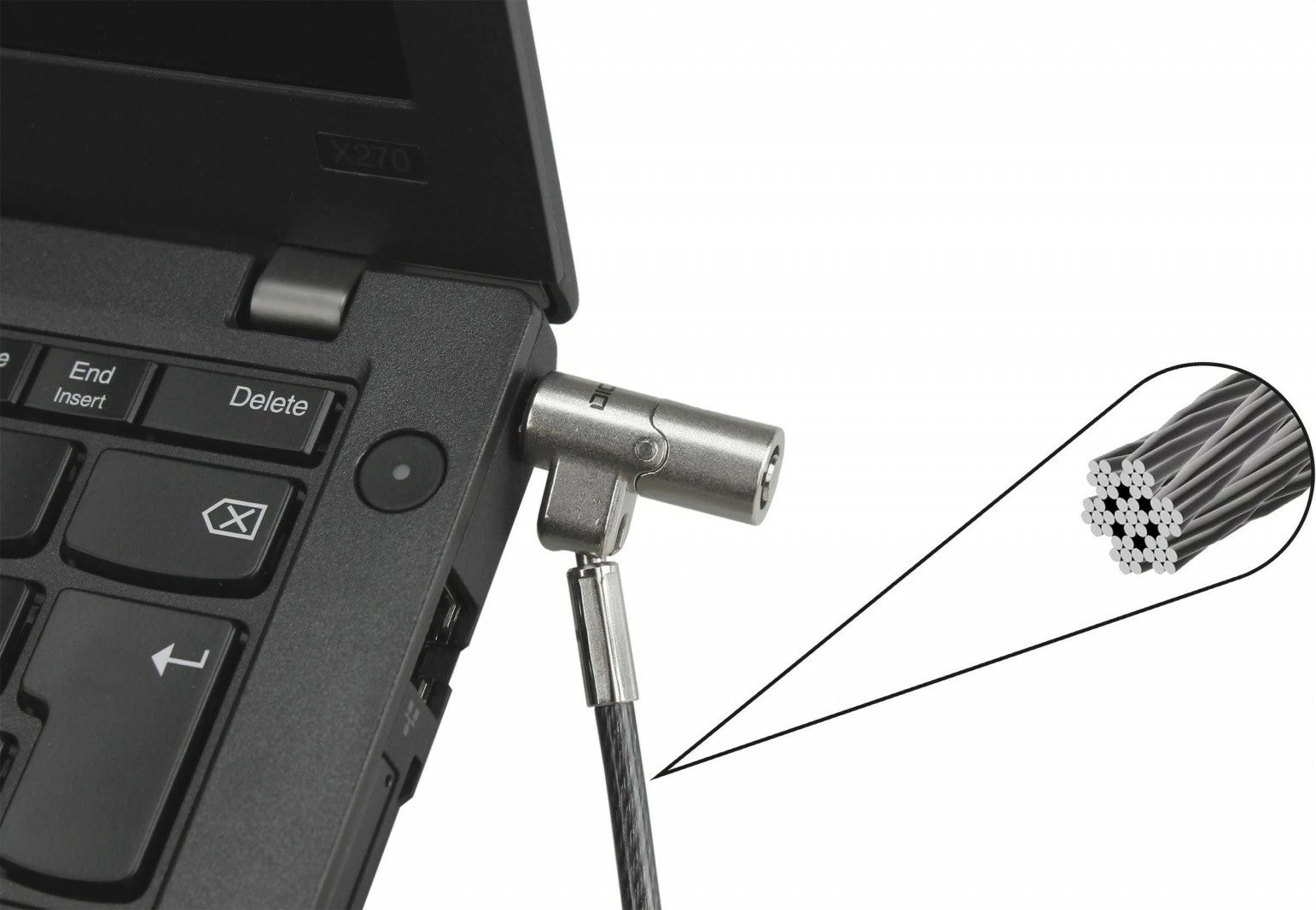 Kabllo sigurie DICOTA Nano Ultra Slim, 2 m, me kyç, E zezë/Argjend