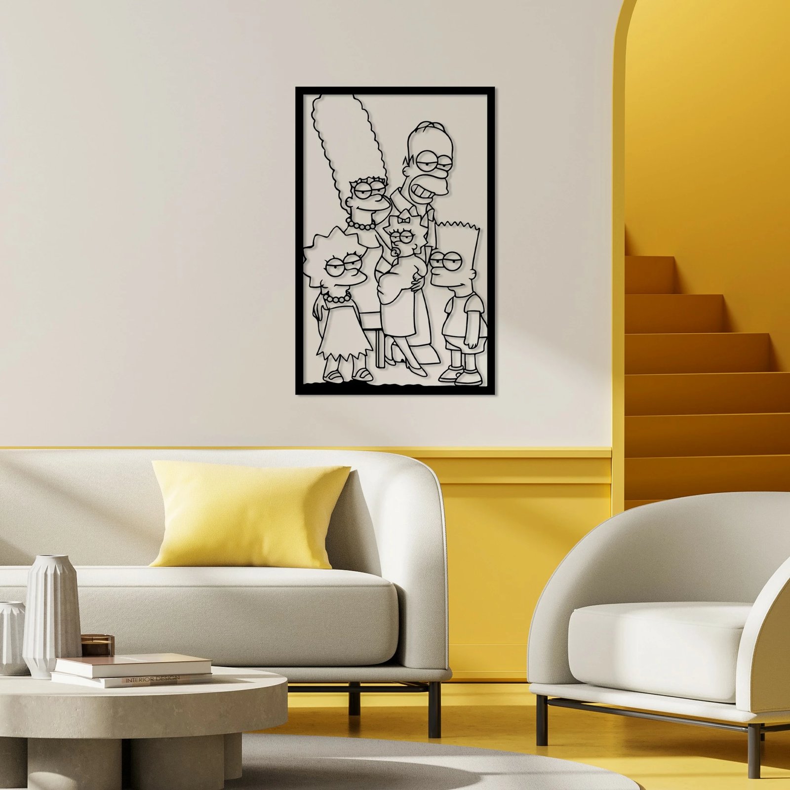 Aksesor dekorativ metalik për mur, Wallity, Sımpson 6, ngjyrë e zezë, 40x62cm