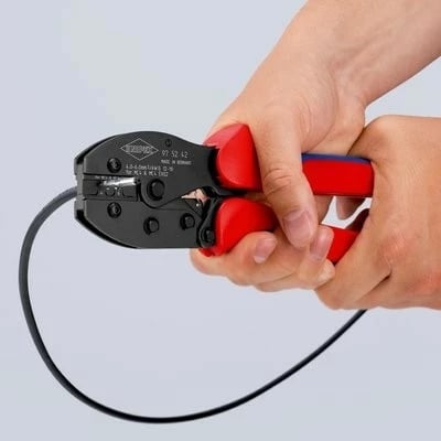 Vegël krimpimi Knipex PreciForce MC4/EVO2, doreza kuqe/blu