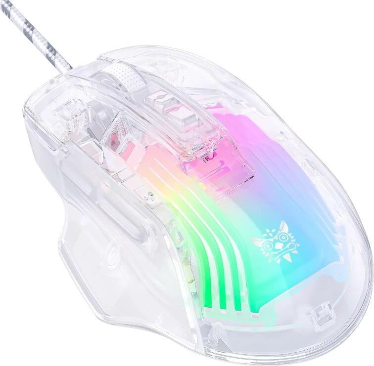 Maus lojërash ONIKUMA CW923 me tela, RGB, Transparent