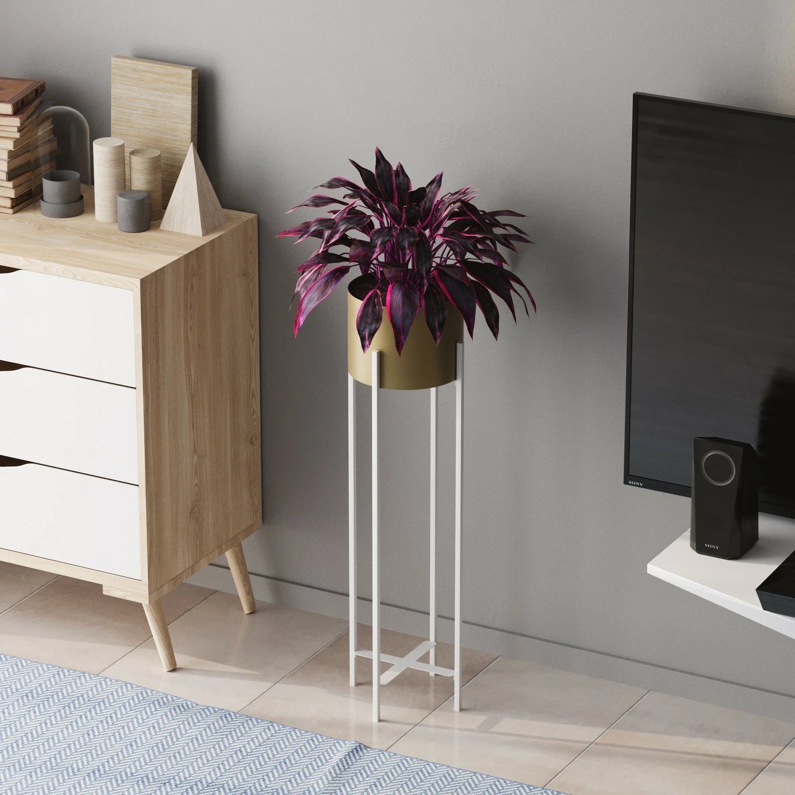 Vazo dekorative Aberto Design, GED-025-C, e bardhë dhe e artë, 23x78x23cm Vazo dekorative Aberto Design, GED-025-C, e bardhë dhe e artë, 23x78x23cm