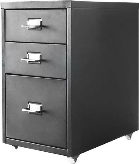 Njësi sirtarësh metalik Nextdeco me rrota, H48.6x28x41cm, E zezë