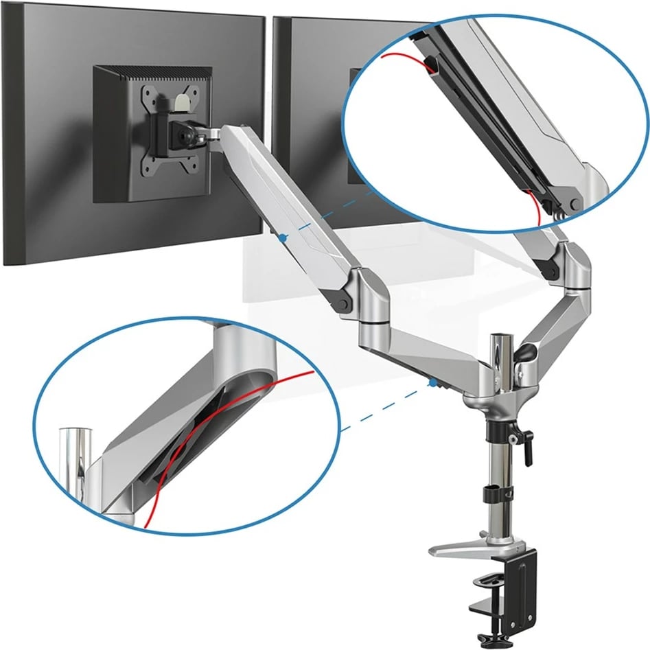 Mbajtëse tavoline për dy monitorë Digitus DA-90353, deri 27", argjendtë