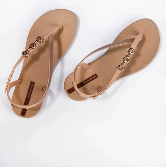 Sandale flip-flop për femra Ipanema, bezhë me të arta