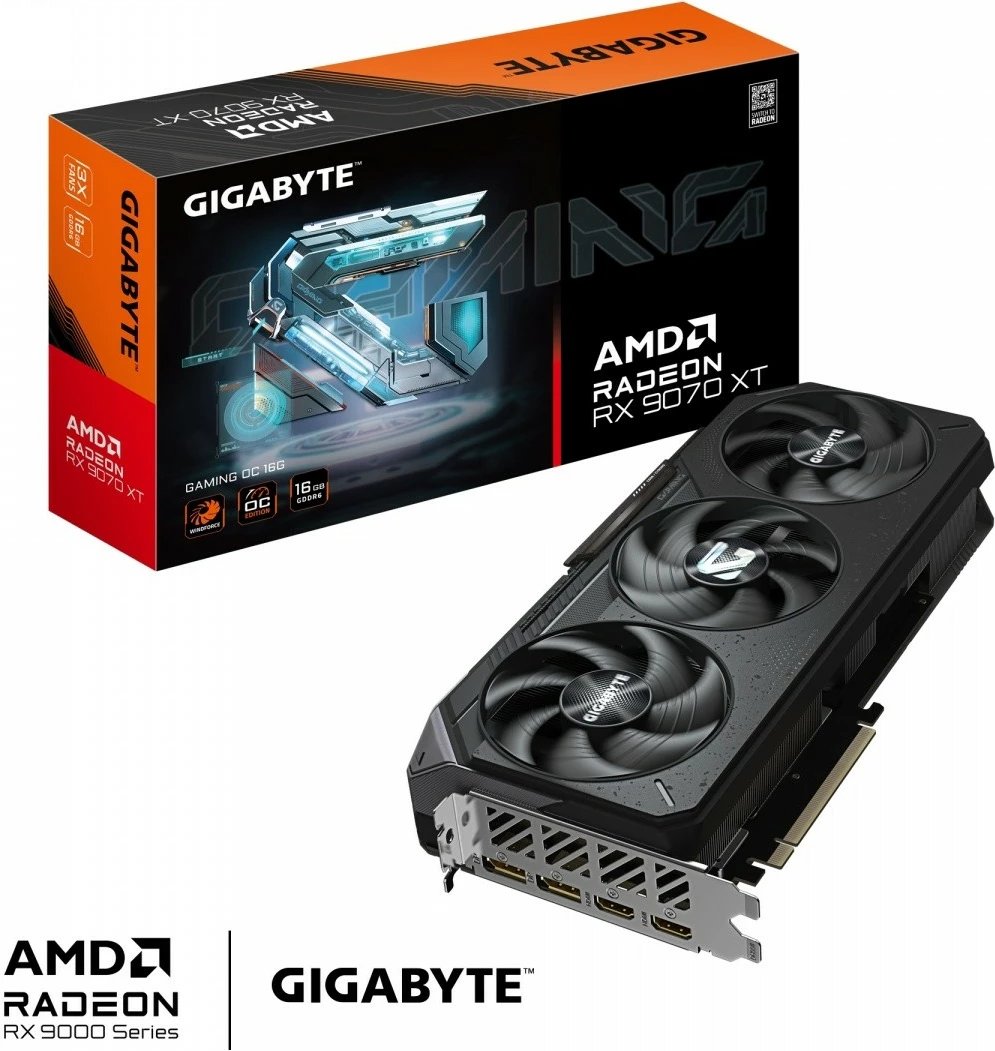 Kartelë grafike Gigabyte Radeon RX 9070 XT GAMING OC, 16GB GDDR6, PCI-E 5.0, e zezë