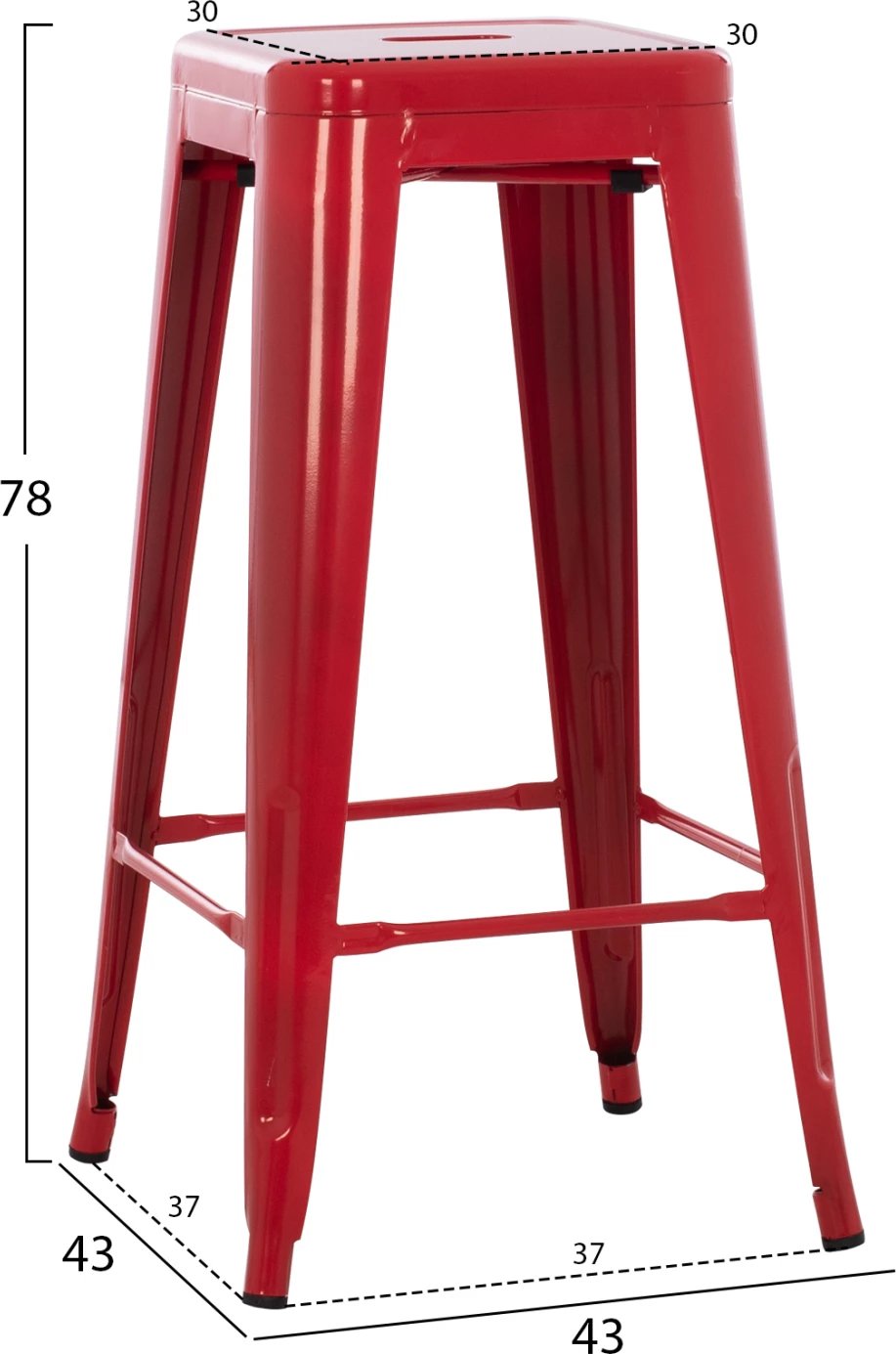 Karrige për bar MELITA-PRO FH8642.44 metalike, e kuqe, 43x43x78 cm