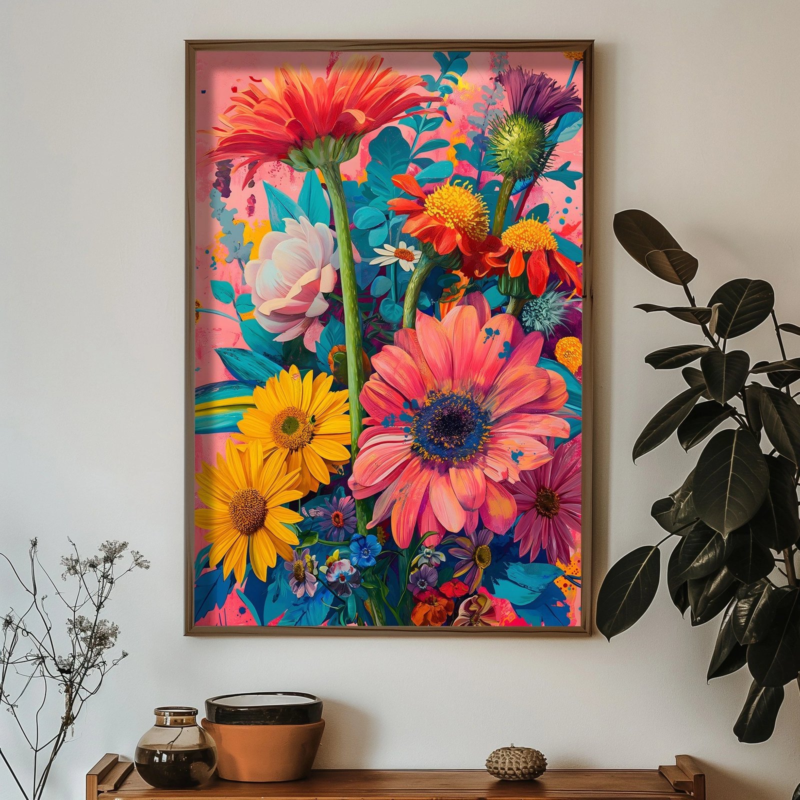 Pikturë dekorative me kornizë MDF, shumëngjyrëshe, HUM079, 50x70x3.5cm